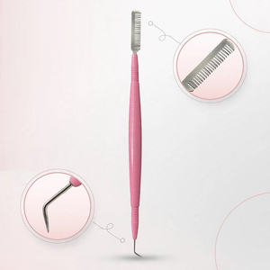 Peine de acero inoxidable rosa para cejas, herramienta de marca privada al por mayor, instrumento para estilizar pestañas y levantar cejas de Bahasa Pro - Product Image 1