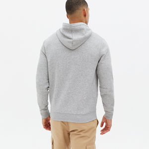 Sudadera con Capucha Gris para Hombre, Corte Regular, Felpa Francesa, Algodón Transpirable, Color Sólido, Ropa Casual de Otoño - Product Image 5