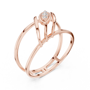 Anillo de oro macizo de 14k para mujer con diamantes de corte redondo minimalista de banda dividida, ideal para regalo, compromiso, aniversario, boda - Product Image 6