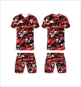 Custom sublimated soccer uniform set for men with blue navy and yellow camouflage pattern print jersey and matching <b>shorts</b> - Product Image 6