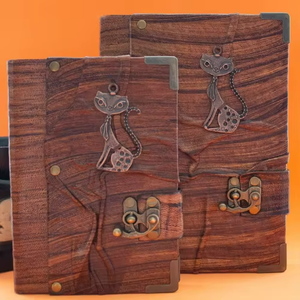 Handmade Cat <b>Leather</b> Hardcover Journal Vintage Brown Writing <b>Diary</b> Blank Thermal Binding Gift Notebook Lover - Product Image 5