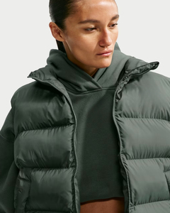 Sudadera con capucha extragrande para mujer, con hombros caídos, bolsillo canguro, color verde liso, estilo casual. - Product Image 5