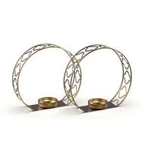 Fancy <b>Brass</b> Candle Stand with Die Cut Floral Pattern for Home Decoration - Product Image 5