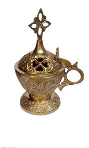 Vintage Middle Eastern Brass <b>Bakhoor</b> Burner For Aromatic <b>Oud</b> Chips Incense Burner Decorative Table Decor - Product Image 4