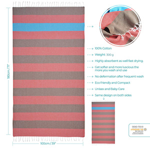 Serviettes de plage rayées écologiques personnalisées en gros, avec logo imprimé sur mesure, en coton turc, sans sable, de luxe, serviettes de bain personnalisées - Product Image 6