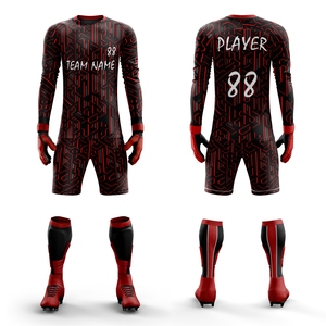 Ensemble d'uniformes de gardien de but de football personnalisés par sublimation, respirant, manches longues, avec short rembourré - Product Image 3