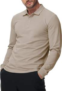 เสื้อโปโลชาย แขนยาว ผ้าฝ้าย สำหรับกอล์ฟ เทนนิส ใส่ทำงาน ใส่เที่ยว ลำลอง มีกระดุม 3 เม็ด เนื้อผ้านุ่มพิเศษ - Product Image 2