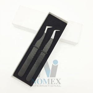 Ensemble de pinces à épiler pour extension de cils pince à épiler noire mate au prix de gros pince à épiler à forte tenue testée à la main - Product Image 4