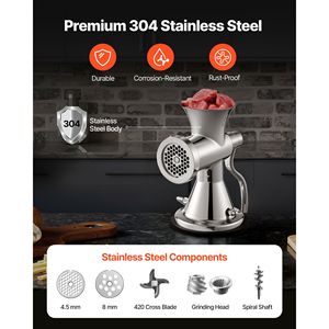 Tritacarne e Insaccatrice Manuale in Acciaio Inox 304 per Uso Domestico - Product Image 3