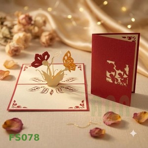 Tarjeta de Felicitación 3D Hecha a Mano con Diseño Personalizado de Flores y Mariposas para Bodas, Cumpleaños, San Valentín, Papel Vietnamita, Amistad, Agradecimiento - Product Image 4