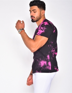 Chemise décontractée pour homme, noire et rose, à double boutonnage, sans col, à manches courtes, séchage rapide, 100 % coton, imprimée par sublimation, tricotée - Product Image 5
