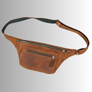 Riñonera de Cuero Genuino Crazy Horse, Estilo Nuevo, con Logotipo Personalizado, Bandolera de Piel de Vaca Auténtica - Product Image 3