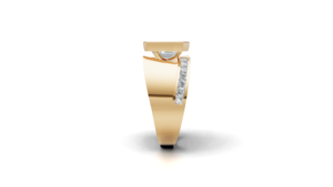Bague de fiançailles de luxe Aarinya pour homme, en or 14 carats, sertie de diamants de laboratoire, taille émeraude, pierres latérales taille princesse, certifiée IGI, pavée - Product Image 4