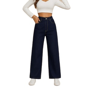 OSCA MODERN VINTAGE WIDE LEG STONE BLUE DENIM JEANS 100% Coton Extensible Écologique Durable Respirant Lavage Clair Taille Haute - Product Image 1