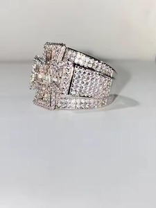 14K White <b>Gold</b> White Diamond Hip hop <b>Ring</b> for Wedding and Party Wear Modern Diamond <b>Ring</b> - Product Image 2