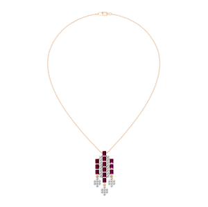 Collier de luxe élégant avec pendentif en diamant rubis naturel baguette 14K 18K jaune or rose or blanc pendentifs à breloque - Product Image 5