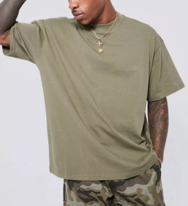 T-shirts décontractés pour hommes, 100 % coton, coupe oversize à épaules tombantes, couleur unie, écologiques, légers, de haute qualité, avec logo personnalisé, vente en gros - Product Image 5