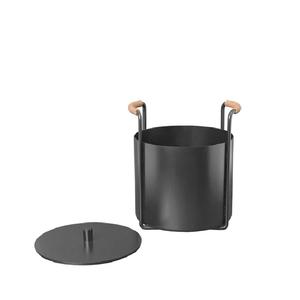 Nouvelles panieres à bois de chauffage en fer avec revêtement en poudre galvanisé noir, seau à charbon avec poignée, taille, forme et couleur personnalisables - Product Image 3