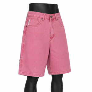 Pantalones Cortos Vaqueros Anchos de Mezclilla Rosa Vintage Lavada para Hombre, Estilo Urbano, Moda de Verano, Venta al por Mayor OEM - Product Image 3