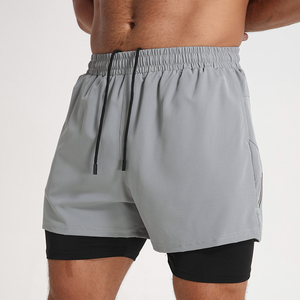 QUBA FASHION OEM – Nouveauté : Short de sport gris pour homme, séchage rapide, imperméable, taille haute avec cordon de serrage, poches, couleur unie, en Spandex - Product Image 2