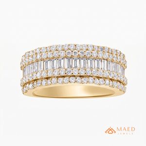 Bague en Moissanite Baguette, Alliance Éternité Large en Or Massif, Bijoux Fins pour Femme, Design de Luxe Premium - Product Image 1