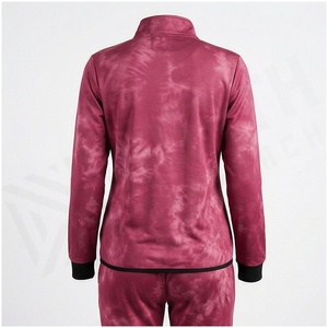 Women's <b>Pink</b> Full Zip Fleece <b>Tracksuit</b> Set With Side Pockets Stand Collar Casual Autumn Wear - Product Image 2
