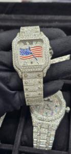 Montre d'affaires de luxe en acier inoxydable, édition limitée, avec cadran en cristal saphir et diamants Moissanite blancs VVS1, boîtier plein - Product Image 4