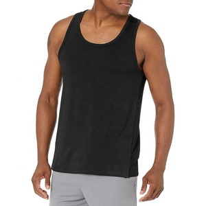 <b>Men</b> <b>Tie</b> Dyed Solid Color Knitted Tank Top O-Neck Vintage Casual Quick Dry <b>Black</b> Activewear - Product Image 1