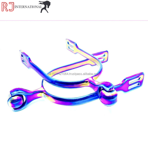 Espuelas Inglesas de Acero Inoxidable HORSE 2026, Multicolores, con Rodillo de Arcoíris, para Deportes Ecuestres Occidentales, RIAZ JAMAL INTERNATIONAL - Product Image 1