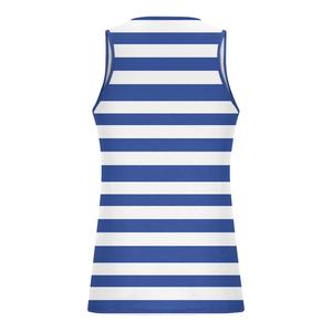 Camiseta sin Mangas a Rayas Blancas y Azules para Hombre, con Logotipo Personalizado al por Mayor, Cuello Redondo, Chaleco Informal de Punto, Algodón 220gsm - Product Image 2
