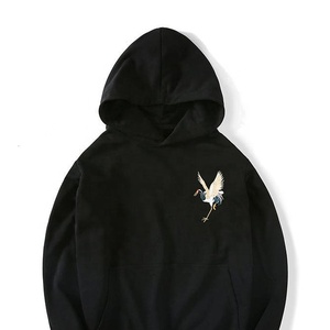 Sweat-shirt à capuche brodé en molleton épais, imprimé grue, coupe ample à épaules tombantes, vente en gros personnalisée - Product Image 4