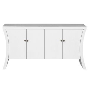 Aparador de 4 Puertas con Diseño de Almacenamiento Avanzado, Patas de Arco de Madera Blanca Refinada, Cierres de Bronce, Artesanía Sólida para Muebles de Sala - Product Image 5