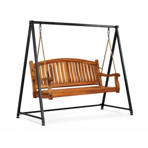Banc balançoire rectangulaire d'extérieur en bois d'acacia, structure en acier en A, écologique, durable, vente en gros Inde - Product Image 1