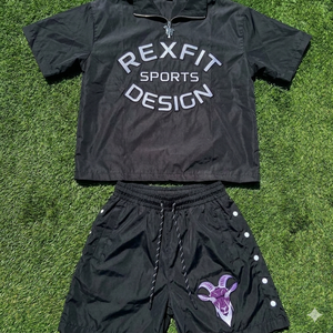 ชุดเซ็ตเสื้อแจ็คเก็ตไนลอนกันลมและกางเกงขาสั้นสไตล์สตรีทแวร์สำหรับฤดูร้อนปี 2026 พร้อมซิปสำหรับผู้ชาย สามารถสกรีนลายตามแบบที่คุณต้องการได้ - Product Image 6