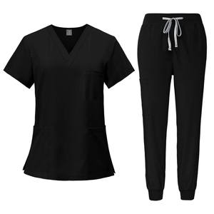 Ensemble d'uniformes médicaux pour hommes et femmes : pantalon et haut de blouse de travail droits en Spandex/Polyester pour hôpital - Product Image 1