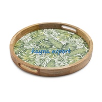 Plateaux de service en bois de placage de bouleau d'impression de style européen