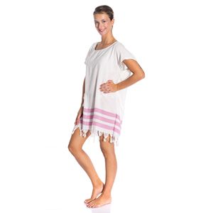 Copricostume da Donna in Cotone Turco 100%, Abito da Spiaggia a Maniche Corte con Orlo Frangiato, Morbido ed Elegante - Product Image 2