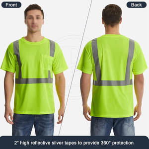 Camiseta de Seguridad Reflectante de Alta Visibilidad con Logotipo Personalizado de Nuevo Diseño, Camiseta de Trabajo de Media Manga para Hombre - Product Image 2