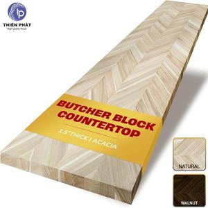 Planche de découpe en bois d'acacia massif Thien Phat Chevron, 25x96 pouces, épaisseur personnalisable (1,25-1,5 pouces), fabriquée à Gia Lai - Product Image 6