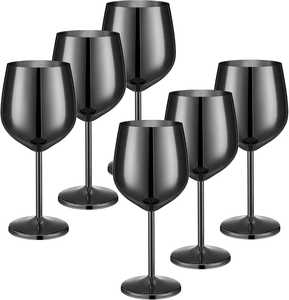 Copas de Vino de Acero Inoxidable Negro, Irrompibles, Copas de Cóctel Metálicas, Juego de Vasos con Tallo para Bar, Compra al por Mayor - Product Image 1
