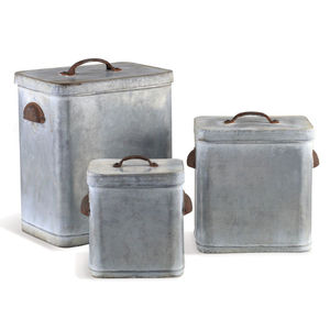 Ensemble de 3 boîtes rondes en métal galvanisé pour le thé, le café et le sucre, boîtes de rangement pour la cuisine - Product Image 2