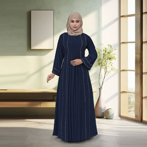 Abaya Nida Modeste à Panneaux Plissés, Robe Islamique à Manches Longues Style Dubaï, Jalabiya pour Femmes Musulmanes, Longueur Ras du Sol, Grande Taille, pour l'Aïd et le Ramadan - Product Image 4