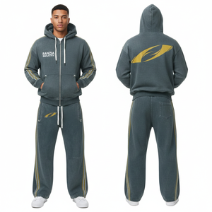 Ranzia Industry Private Label Full Face Zip Hoodie and Joggers Eco-Friendly Cotton Streetwear Factory Custom Manufacturer - Product Image 1