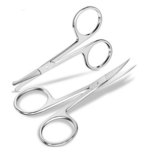 Ensemble de ciseaux de toilettage professionnels en acier inoxydable pour le soin des sourcils avec des lames courbes et des pointes arrondies - Product Image 1