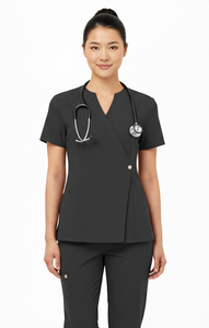 Ensemble de pantalon et haut médical unisexe à fermeture latérale, uniforme d'hôpital, tissu en spandex/coton pour les professionnels de la santé - Product Image 6