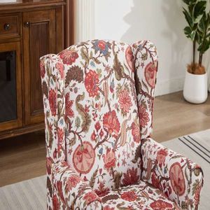 Fauteuil d'appoint au design floral moderne avec pieds en bois rétro, confortable et rembourré, pour salon ou chambre à coucher - Product Image 4