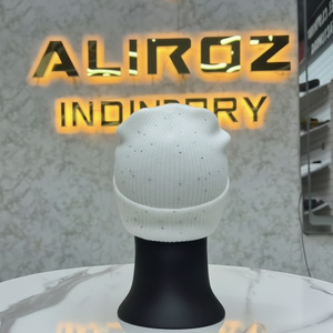 Rhinestone Design Beanie Cap-100% Acrylic Solid Street Style Outdoor Common Fit Breathable - Product Image 4