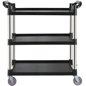 Carrito de Servicio de Alimentos de 3 Niveles, Resistente, con Capacidad para 154 Libras y Ruedas con Bloqueo - 32.7" X 15.7" X 3" - Product Image 1