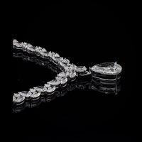 Collier pendentif en pierre naturelle plaqué or 14 carats, coupe poire, plaqué rhodium, bijoux de luxe unisexe pour mariage, chaînes, cadeau de fête