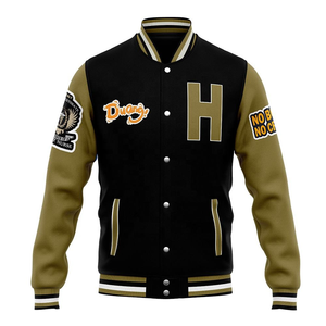 Manches en cuir véritable avec corps en laine sur mesure |   Veste de baseball brodée en patchwork - Product Image 6